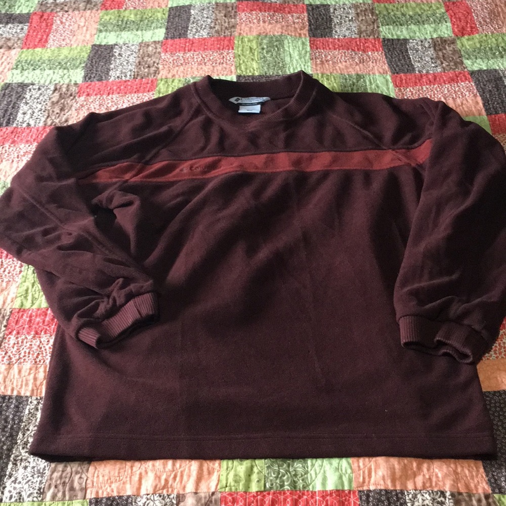 Columbia maroon and rust pull over fleece sweater